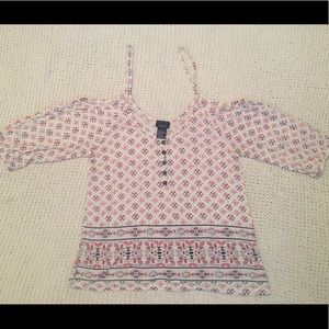 Cold Shoulder Patterned Half-Sleeve Shirt